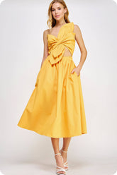 Yellow Knotted Bow Dress